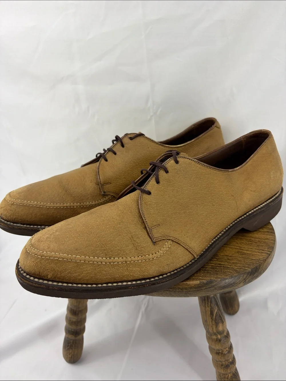 Allen Edmonds Mens Turf Skos Caramel Snuff Suede Lace-up Split-Toe Derby, sz 14